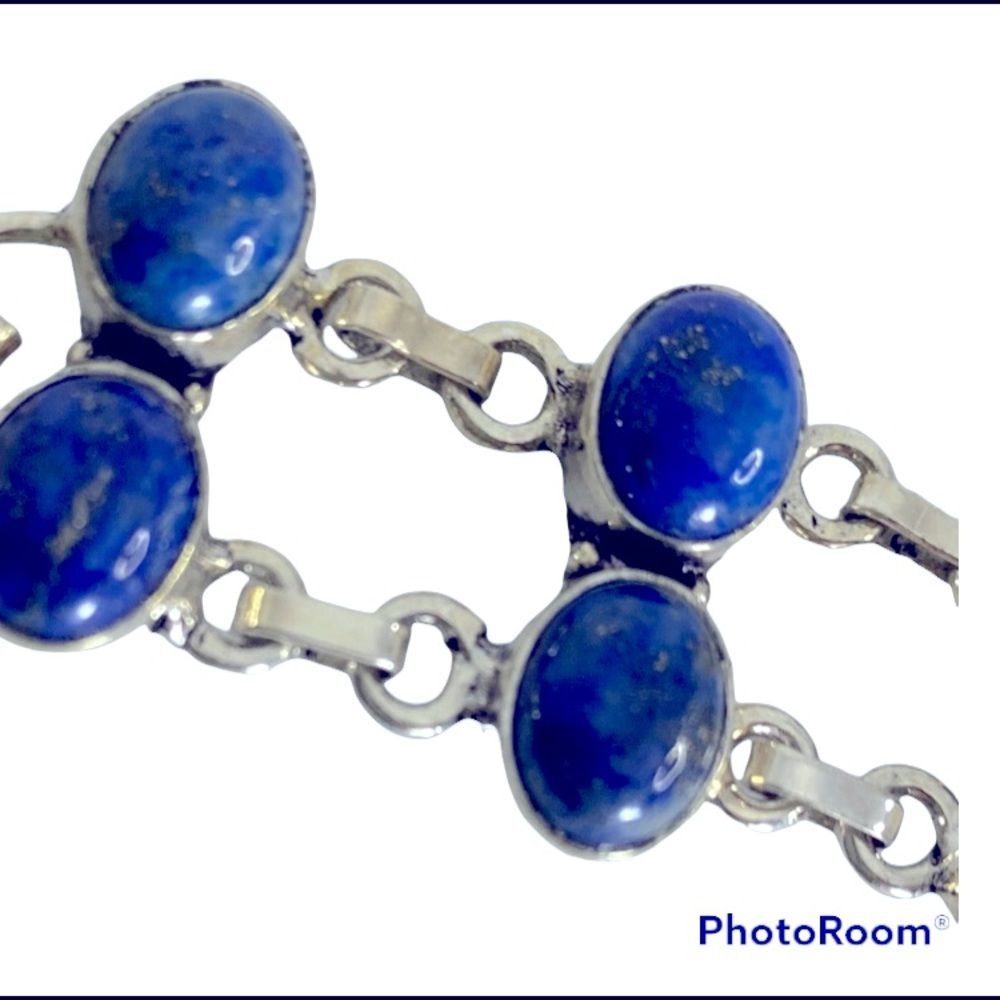 Lapis bracelet set in 925 sterling silver 8” adjustable